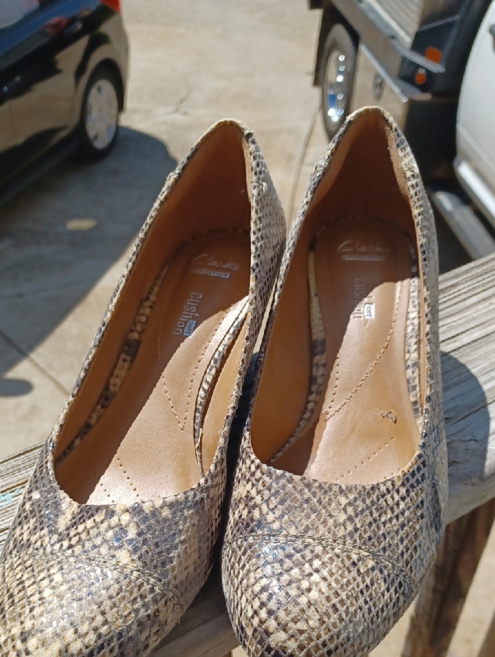 Clarks Collection Women's Snakeskin Print Wedge Pumps, Soft Cushion